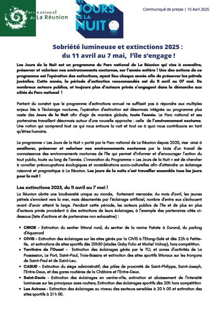 Sobriété lumineuse et extinctions 2025 : du 11 avril au 7 mai, l’île s’engage !